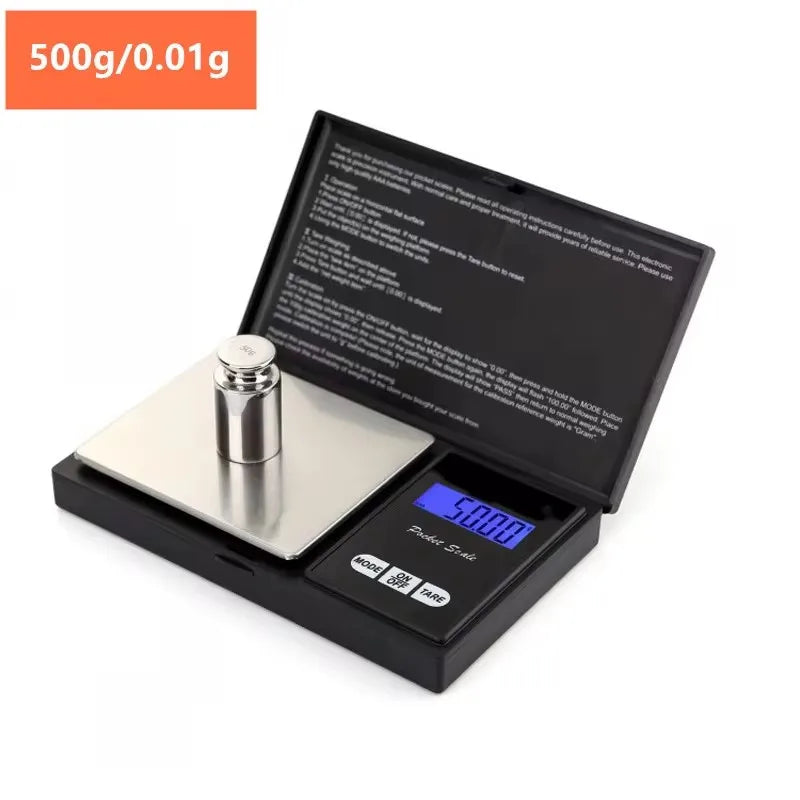 1000g (1Kilo) max to .01g minimum or 200g max to 0.01g minimum or 500g (1/2 Kilo) Max to  0.01g.  3 options.  Certified Calibration.