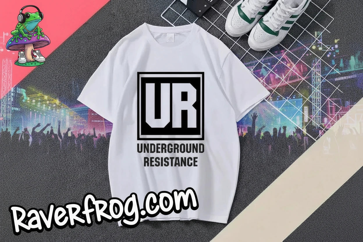 **JEFF MILS** Detroit Exclusive. Underground Resistance - Detroit Techno Pioneers. Jeff Mills and Robert Hood Exclusive T-Shirt.  Matching Hoodie Available.