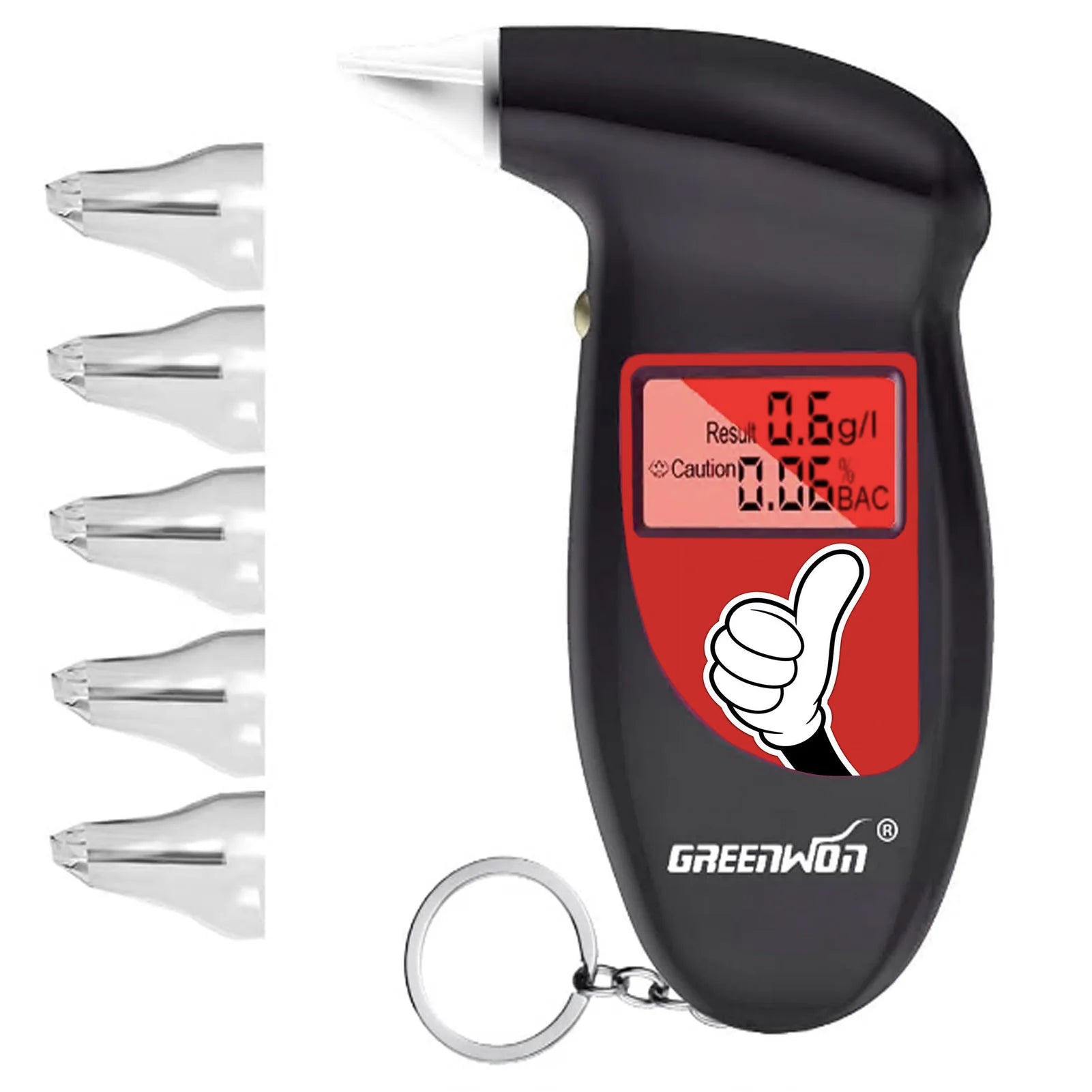 Breathalyzer Clean Up Inventory Keychain Digital Alcohol Tester Detector Audible Alert Portable with LCD Display 68S-GD