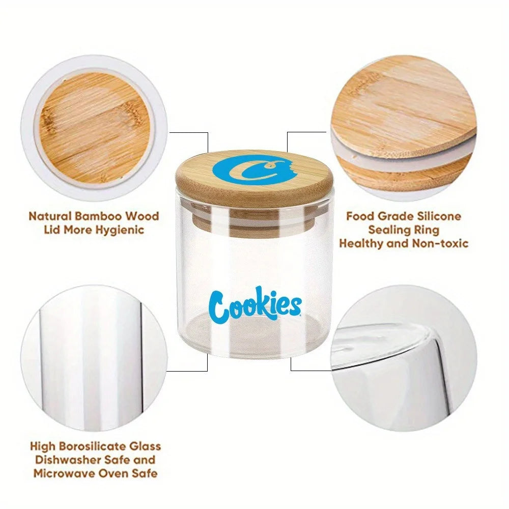 COOKIES BRAND Glass Storage Jars with Airtight Bamboo Lid.  Lock in freshness!