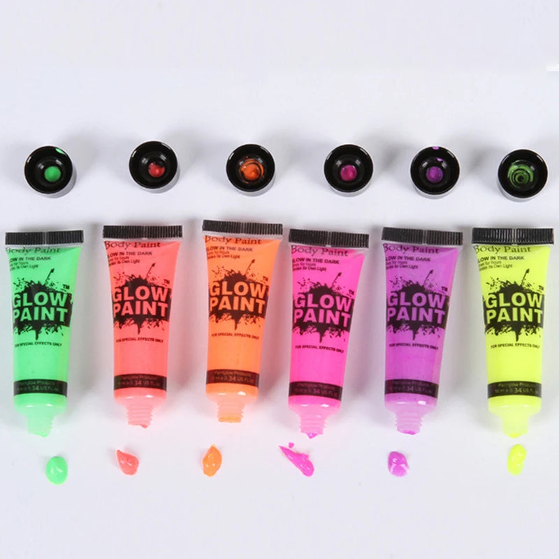 5-6Pcs Florescent UV Glow Body Paint.  Non-Toxic.