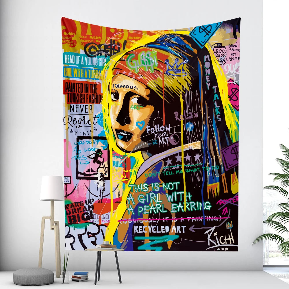 Beautiful HD Graffiti (Pop Art) Psychedelic Street Art Tapestry Collection.  Various Choices. Ultra Large - Full Wall Options Available.