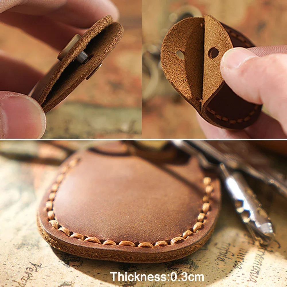 Handmade Genuine Leather Airtag Holder for Keys / Keychain.