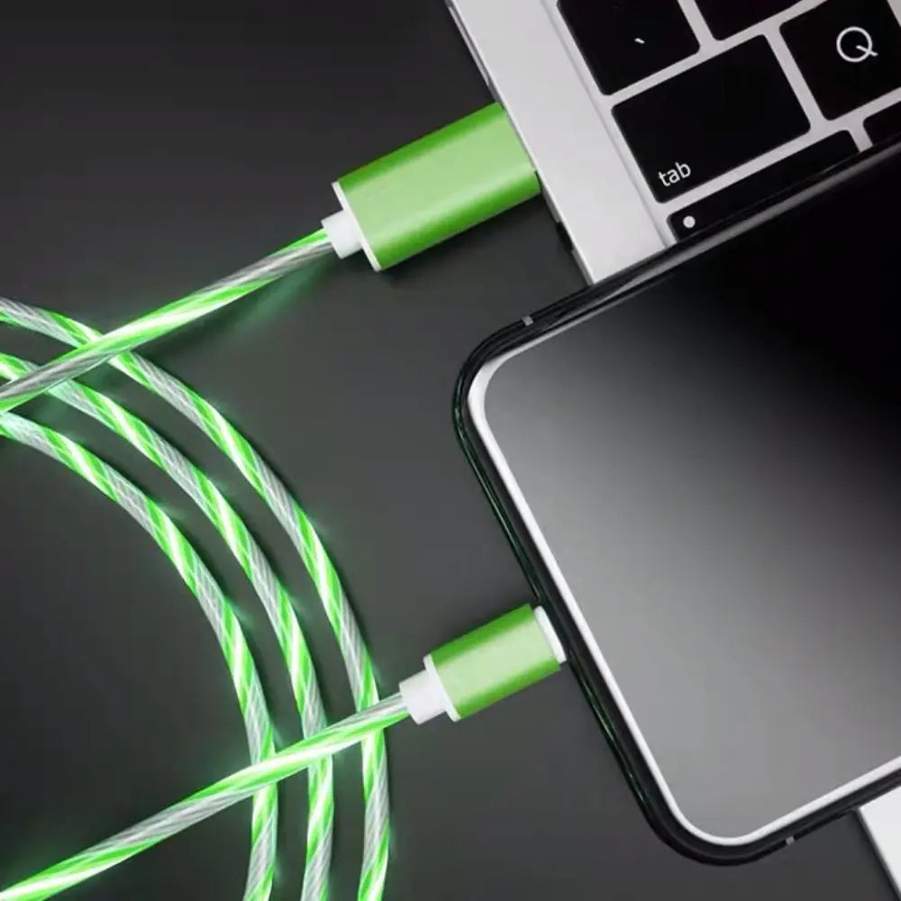 LED light Luminous Data Line USB-C or Micro USB Fast Charging Mobile Phone. 3FT