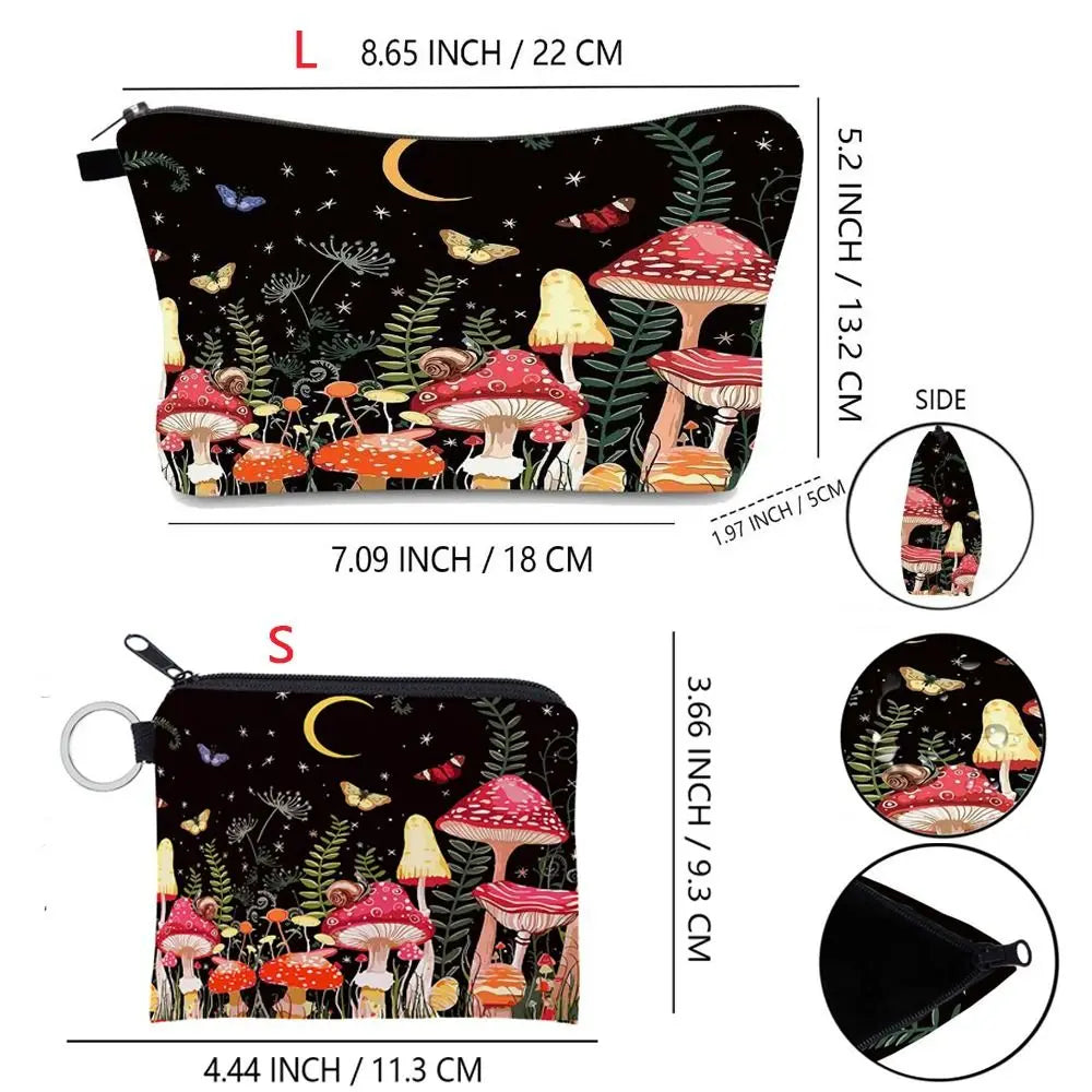 Cute Mushroom Print Cosmetic / Party Favor Storage Bag