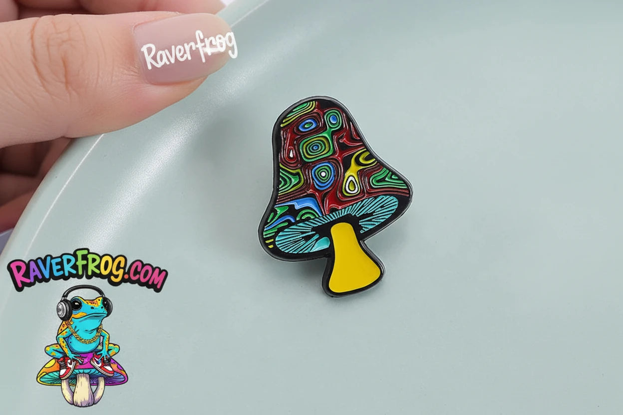 Psychedelic Mushrooms Enamel Pin. Drip Pin.