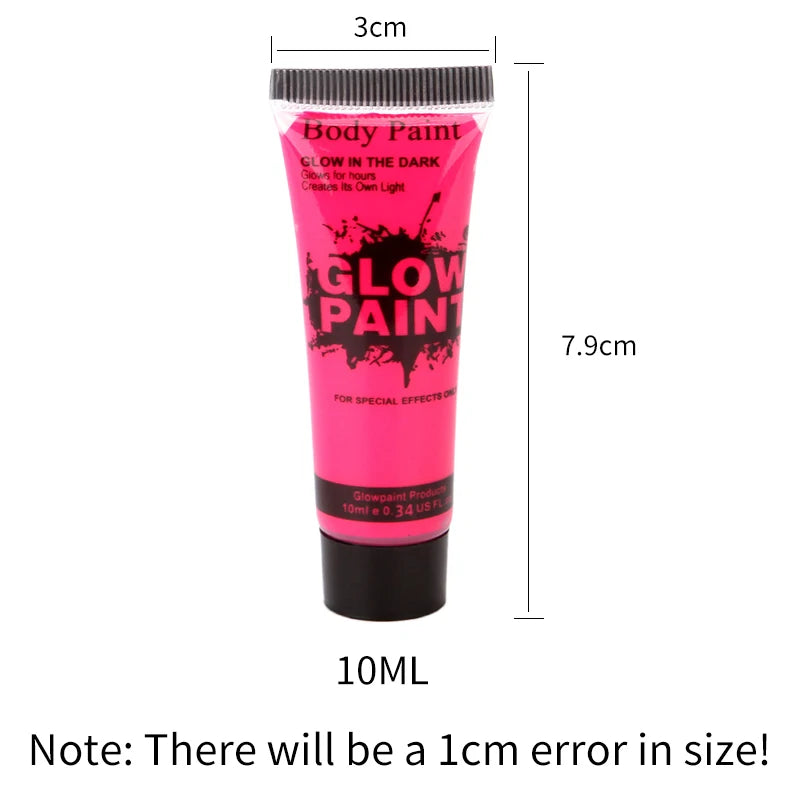 5-6Pcs Florescent UV Glow Body Paint.  Non-Toxic.