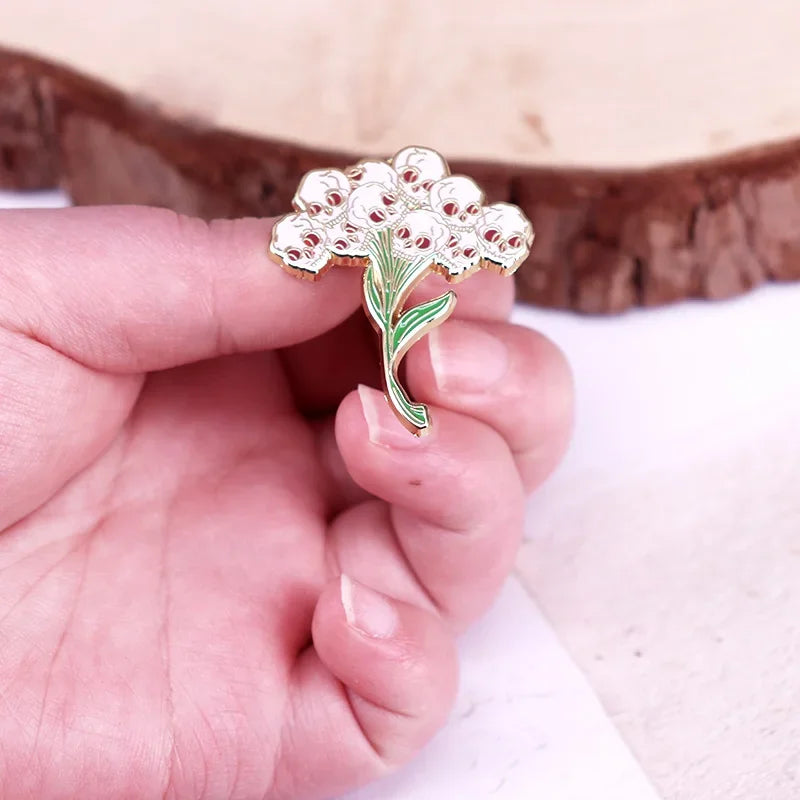 Pink Trippy Skull Bouquet Hard Enamel Pin.