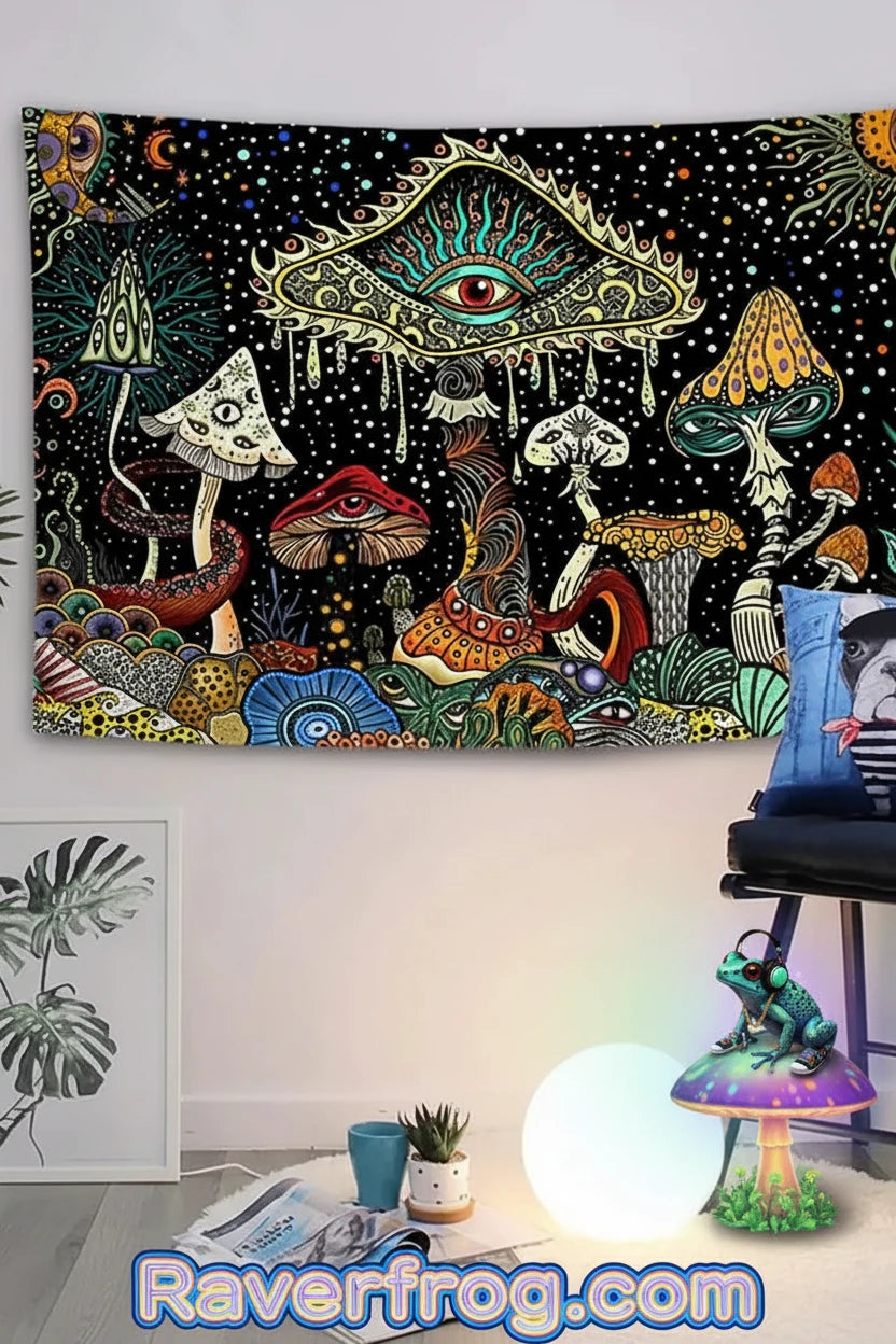Psychedelic -All Seeing Eyes- Tapestry.  3 Size Options.  Hanging Accessories Included!