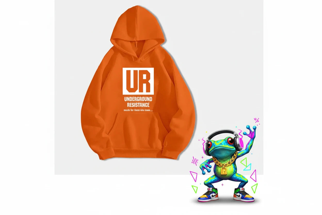 **JEFF MILS** Detroit Exclusive. Underground Resistance - Detroit Techno Pioneers. Jeff Mills and Robert Hood Exclusive Hoodie.