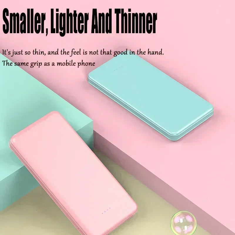 Very Thin. New Portable Power Bank 20000mAh Ultra Large Capacity 10W Super Fast.  USB-C, Micro USB.  2 USB outputs.