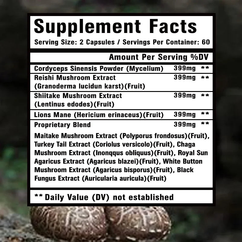 Focus and Recovery Blend - Mushroom Complex Supplements - Nootropic Brain Supplement for Memory and Focus, Relieve Stress.