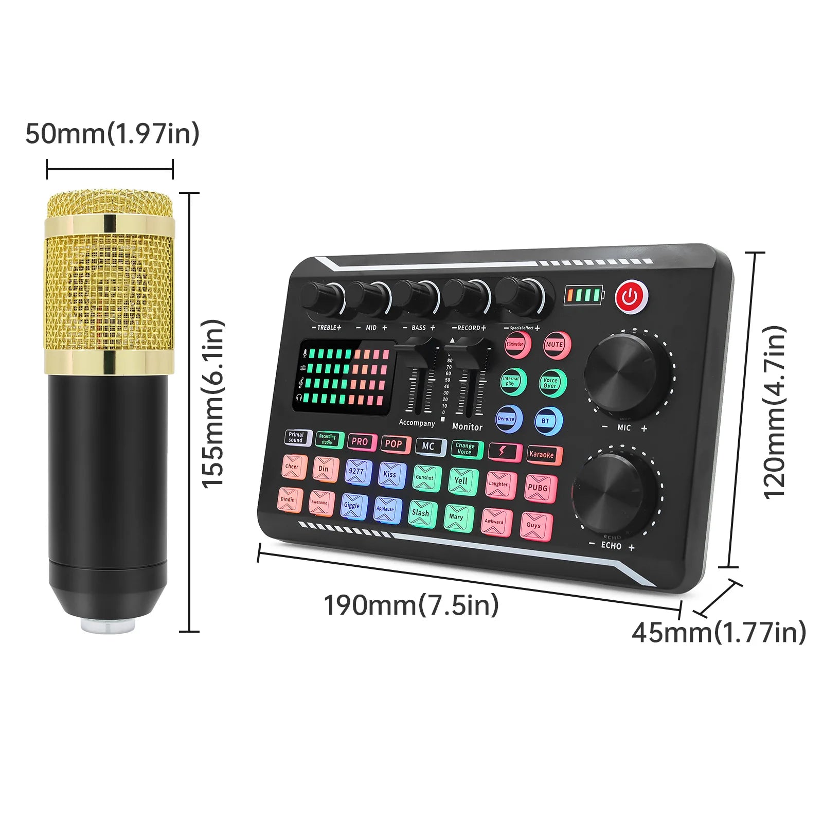 DJ Equipment Microphone + Sound Card Console.