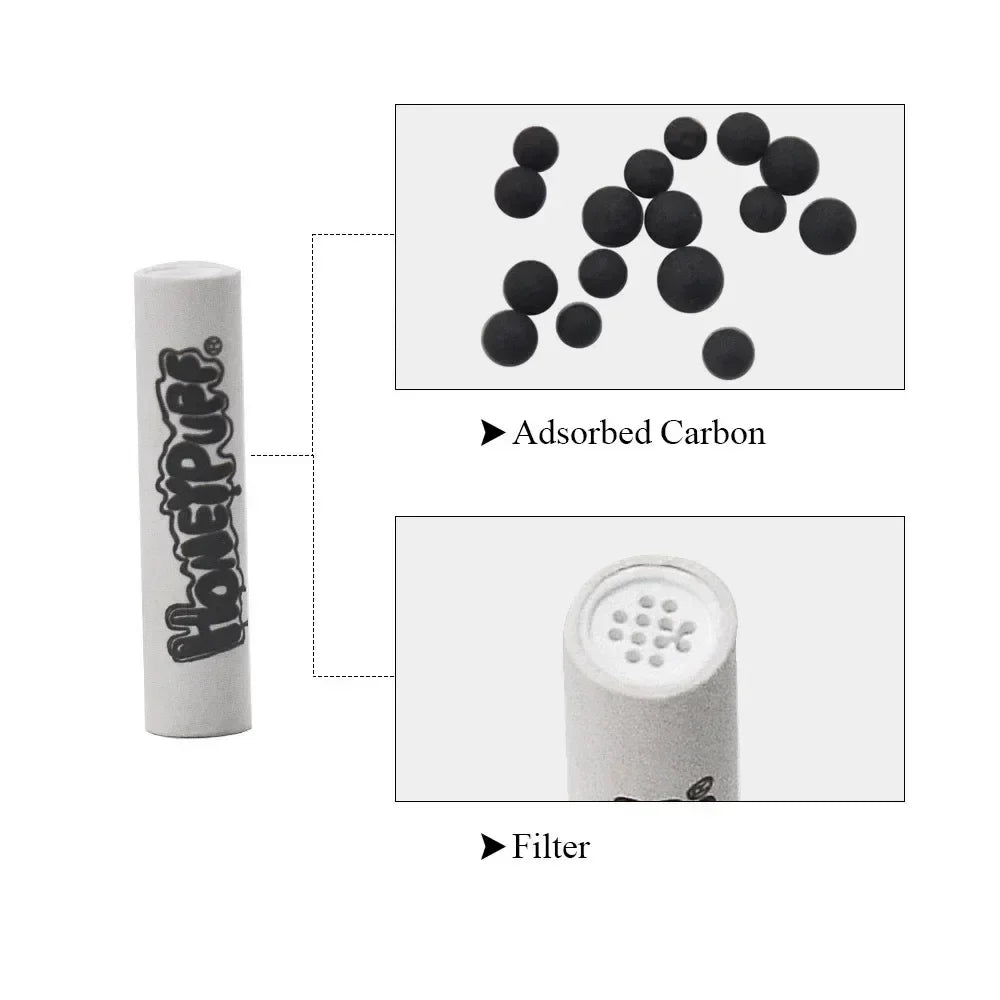 Bulk 6mm Ceramic Activated Charcoal Smoking Pipe Filter Disposable. Universal Filters + Premium Metallic 1 Hitter Pipe Bundle Deal.