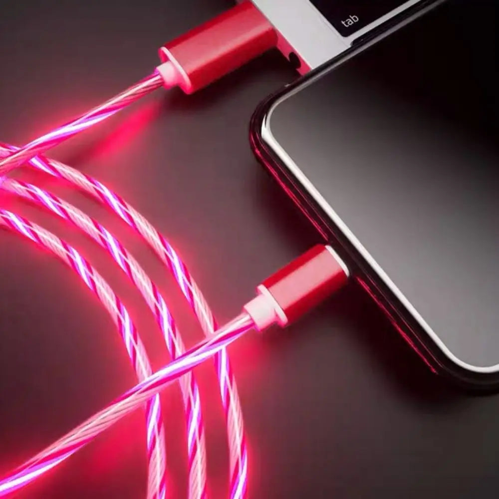 LED light Luminous Data Line USB-C or Micro USB Fast Charging Mobile Phone. 3FT