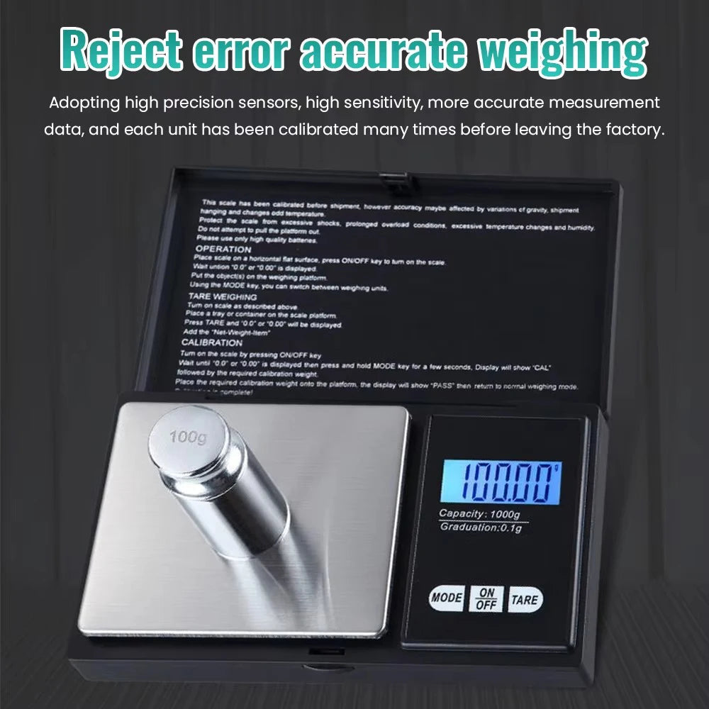 High Precision Mini Electronic Scale. Accuracy Range .1G - 1000G With LCD Display