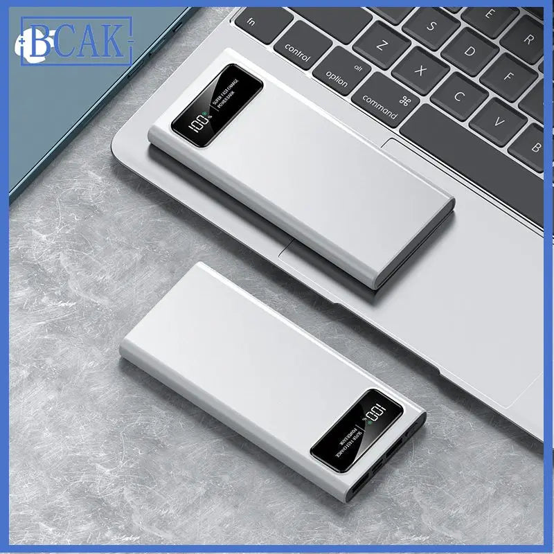 Power bank 10000 mAh or 20000 mAh large capacity two-way PD Super Fast charging.  Rapid Charge, with LED % Display.  When speed matters.