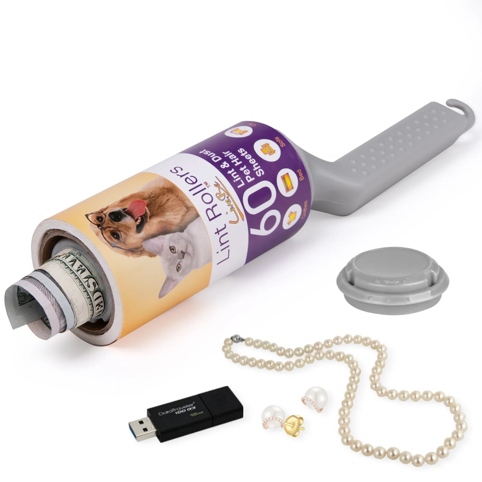 Lint Roller Stash Spot.  Actually lint roller + medium sized stash spot.