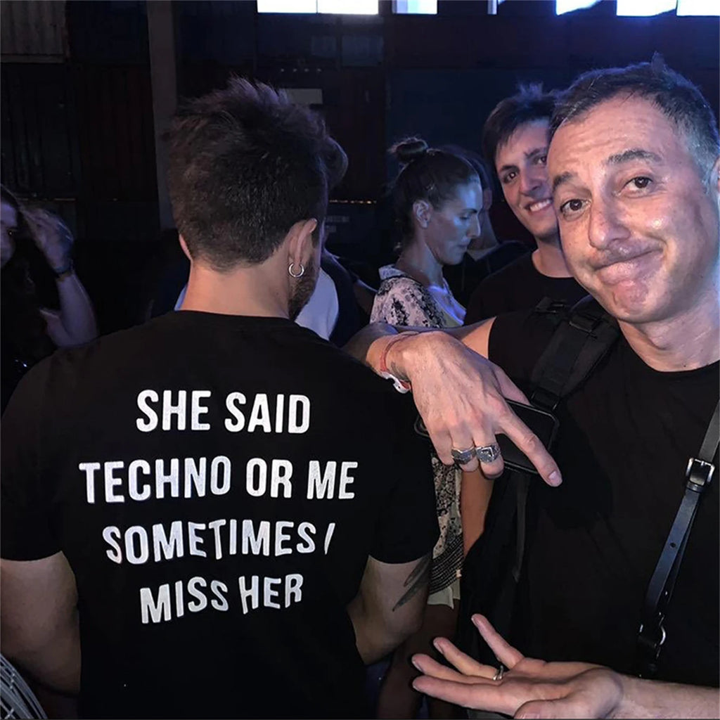 Men’s and Women’s Matching “Techno or Me”- Black T-Shirt