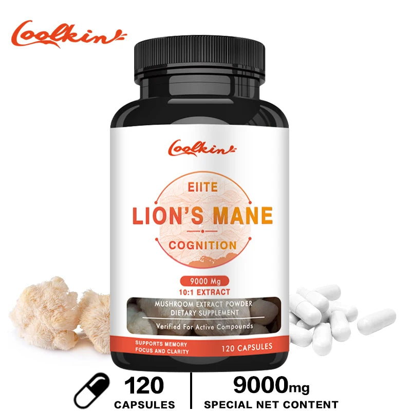 Lion's Mane Mushroom Capsules - Improves Brain Function, Improves Memory and Concentration, and Relieves Stress
