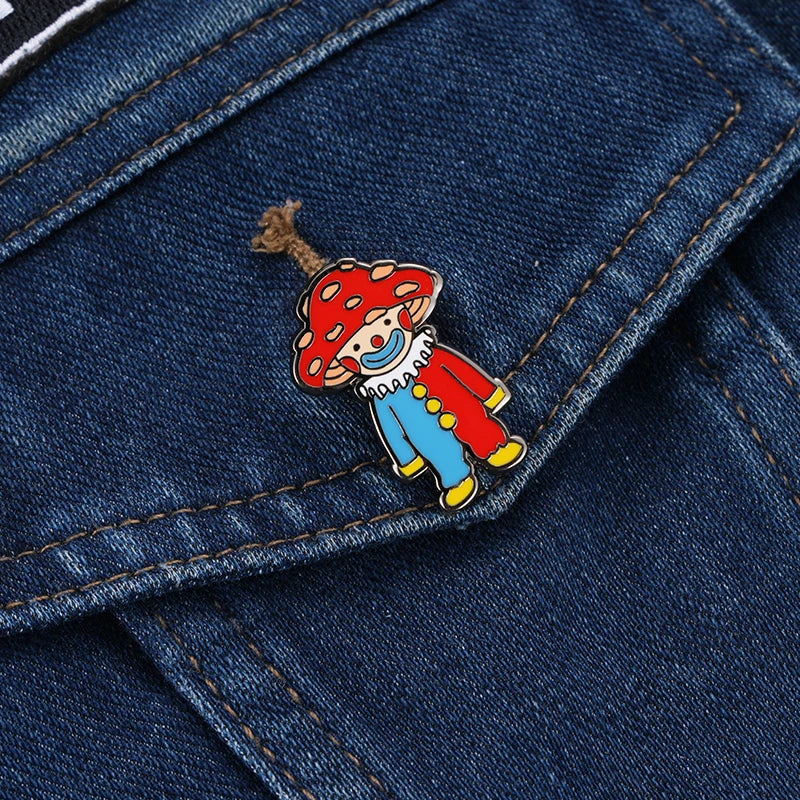Mr. Mushroom the Trippy Festival Clown.  Premium Enamel Drip Pin.