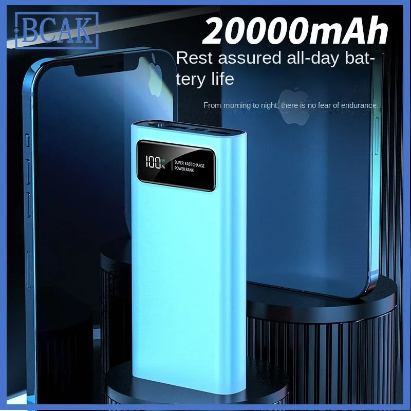 Power bank 10000 mAh or 20000 mAh large capacity two-way PD Super Fast charging.  Rapid Charge, with LED % Display.  When speed matters.