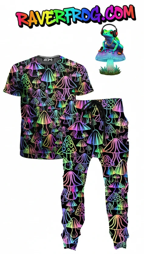 Psychedelic Magic Mushroom Matching Outfit.  High-Definition Colorful 3D Print.  Premium Durable Material.