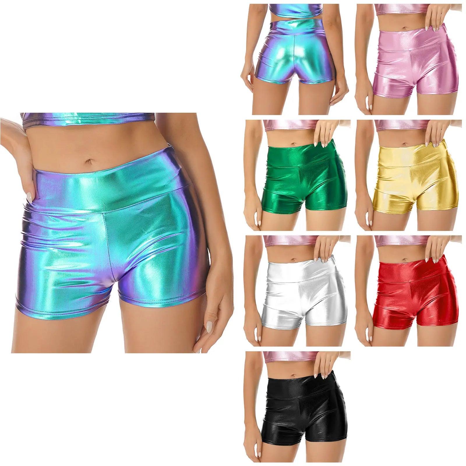 Women Metallic Shiny Leather Hot Shorts