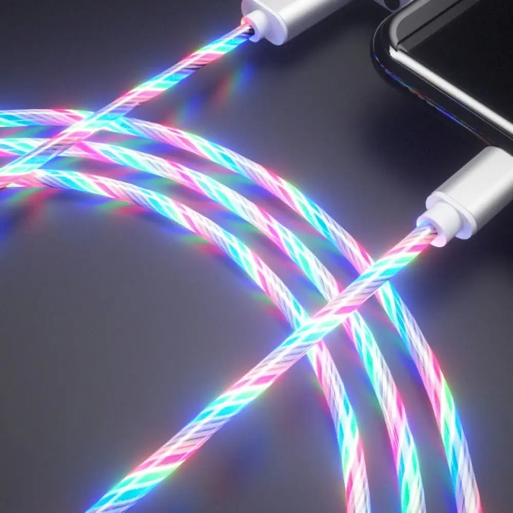 LED light Luminous Data Line USB-C or Micro USB Fast Charging Mobile Phone. 3FT
