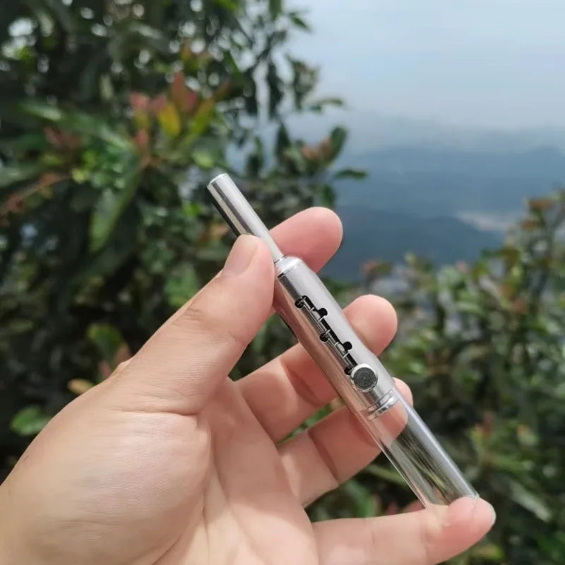 5-Level Adjustable Metal Pipe with Glass Tube | Reusable EDG Dry Burn Pipe with filter | Load a few grams and go.  Pack and push 5 different levels of Herb to the front.  Pushes Ashes out and pushes new green to the front.  Festival Must Have! 💨Anything!