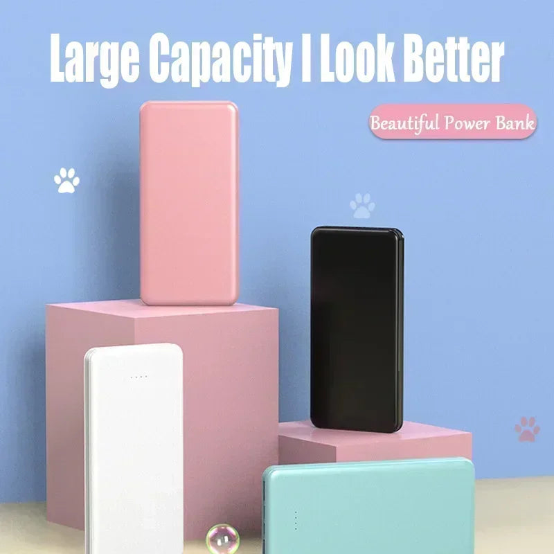 Very Thin. New Portable Power Bank 20000mAh Ultra Large Capacity 10W Super Fast.  USB-C, Micro USB.  2 USB outputs.