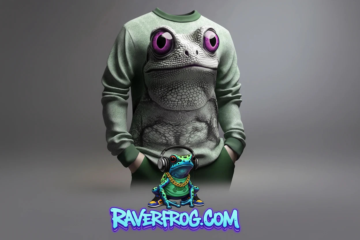 Raverfrog - Frog Crew 2026 - Crew Neck Sweatshirt. Premium Fit. HD. Ultra Realistic.