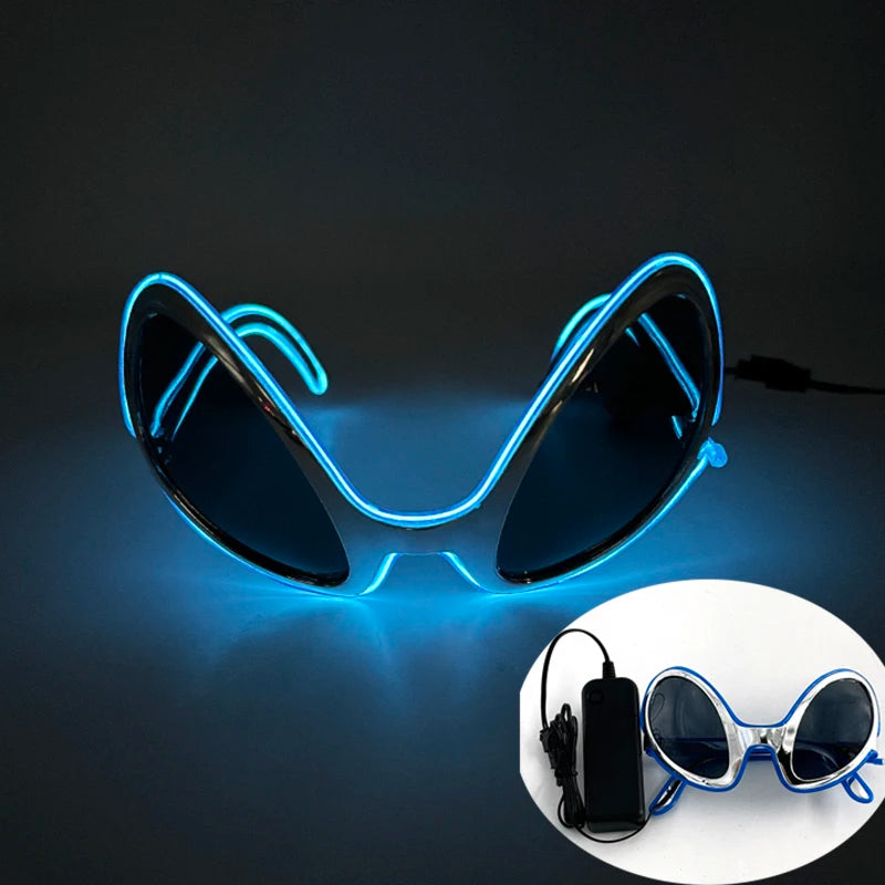 1 pcs Holiday Party Glasses Boys Girls Funny Alien Style Frame Eyeglasses Glow Sunglasses Light Up Bar Rave Night