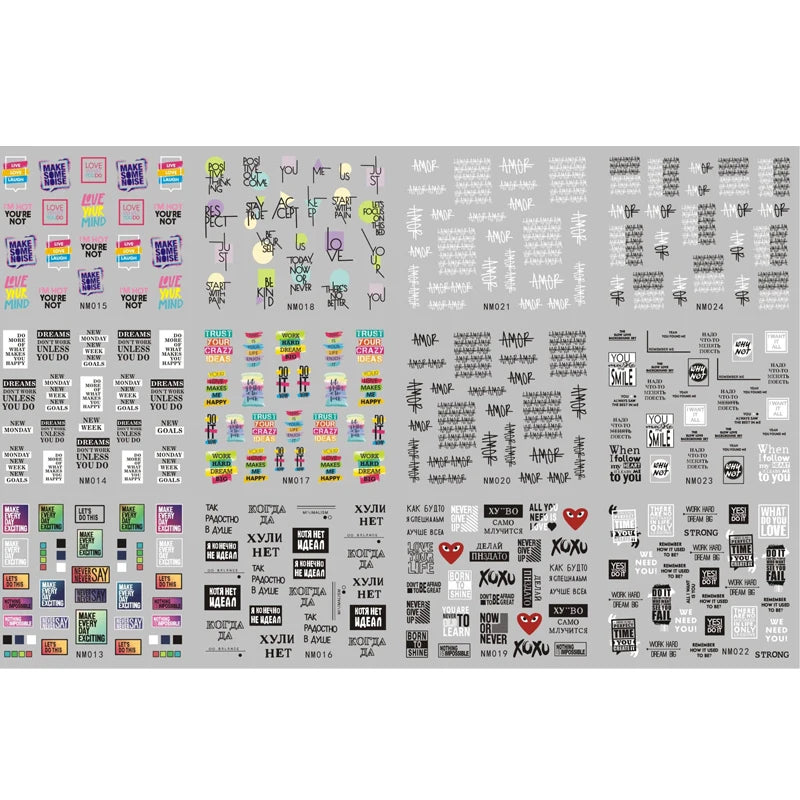 300 Piece Combo of Raver / Festival Themed Nail Decal patterns.  Everything you need in one place.
