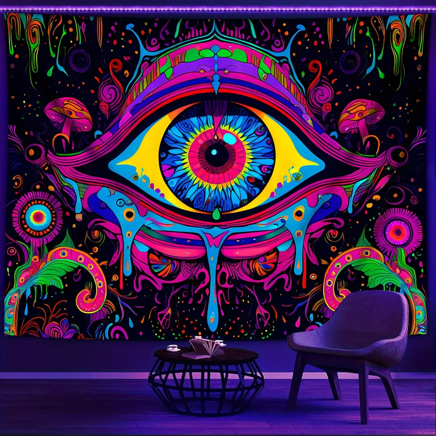 Giant Eye Psychedelic UV Tapestry.