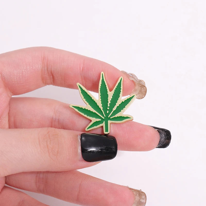 Marijuana Leaves Enamel Drip Pin.