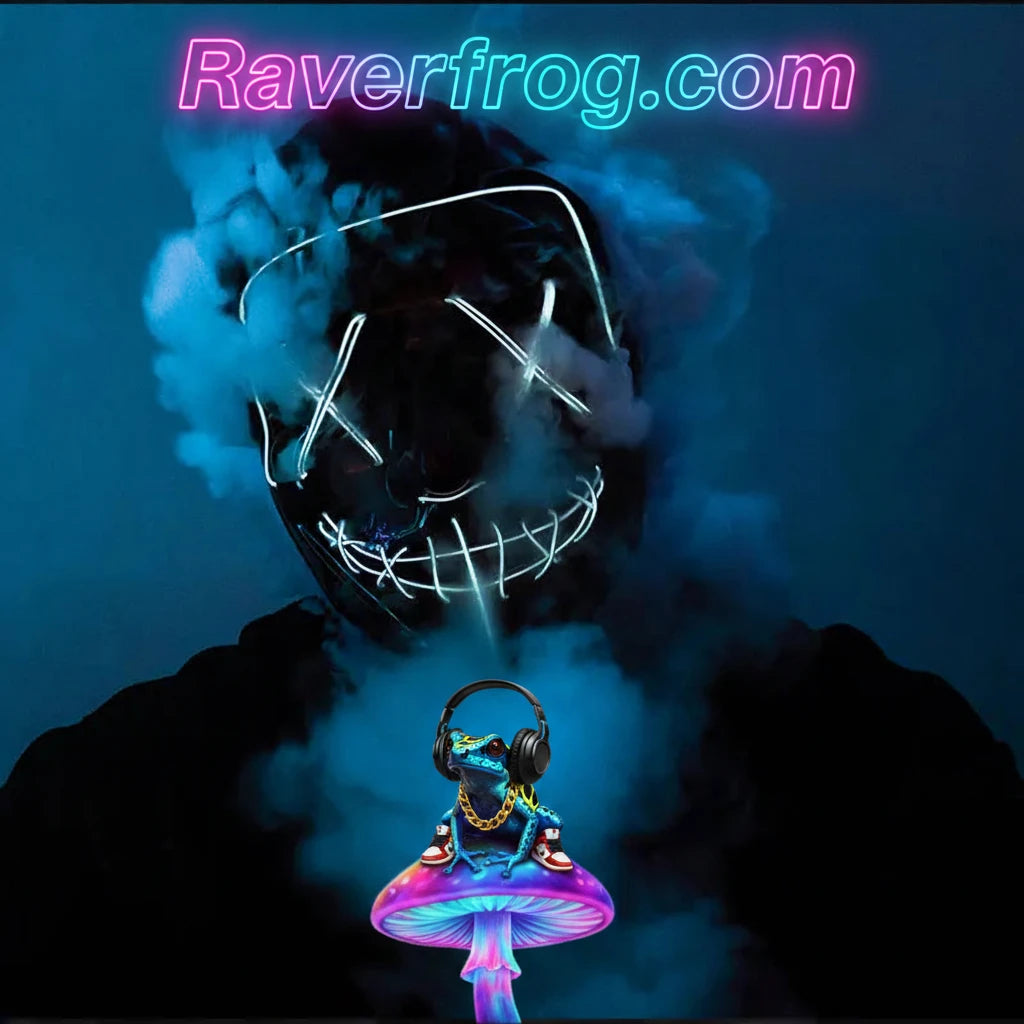 Wireless Neon LED Festival Mask.  **AAA Battery Powered** Wireless Set-Up.  Multi-Mode Options.  18hr Battery Life!
