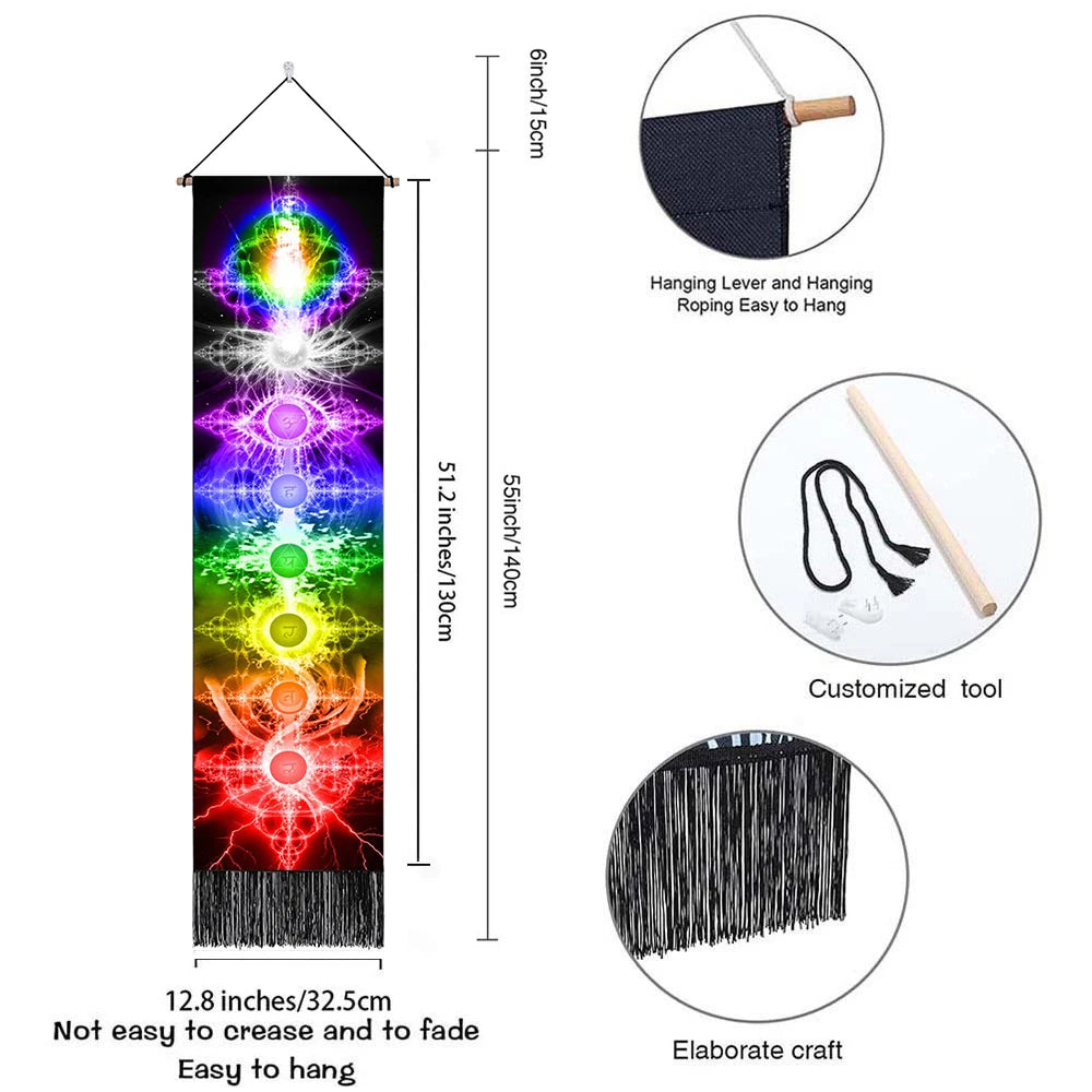 Seven Chakra Skinny Wall Tapestry Collection