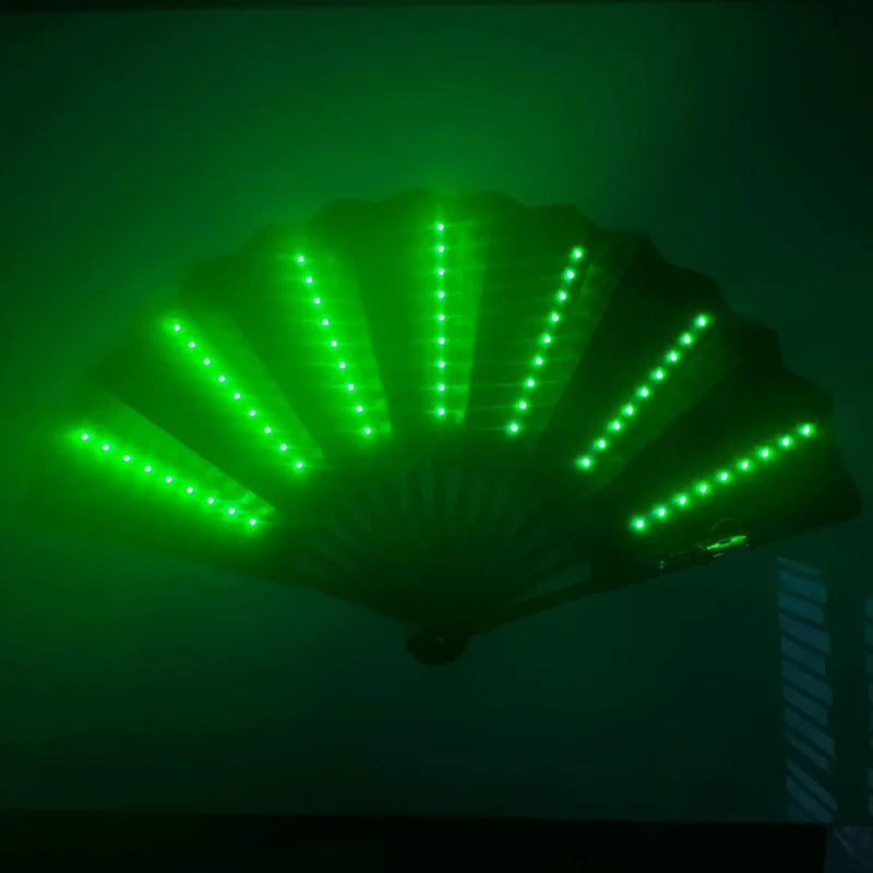 LED Glow Neon Folding Fans. Long Battery Life.