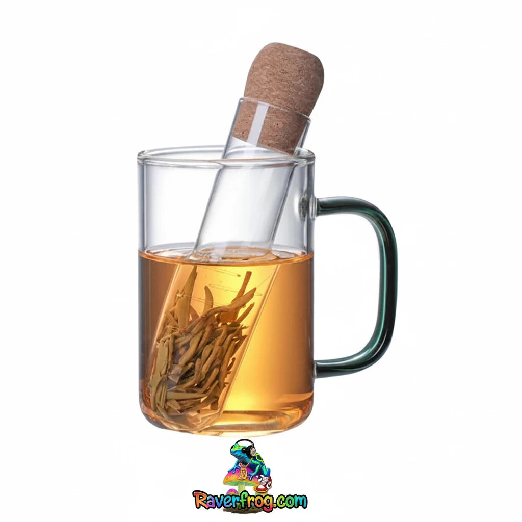 Food-Safe / Heat-Safe Glass Tea Infuser with Premium Cork Top.  Great for Mushrooms, Cannabis, Herbal Teas, etc.