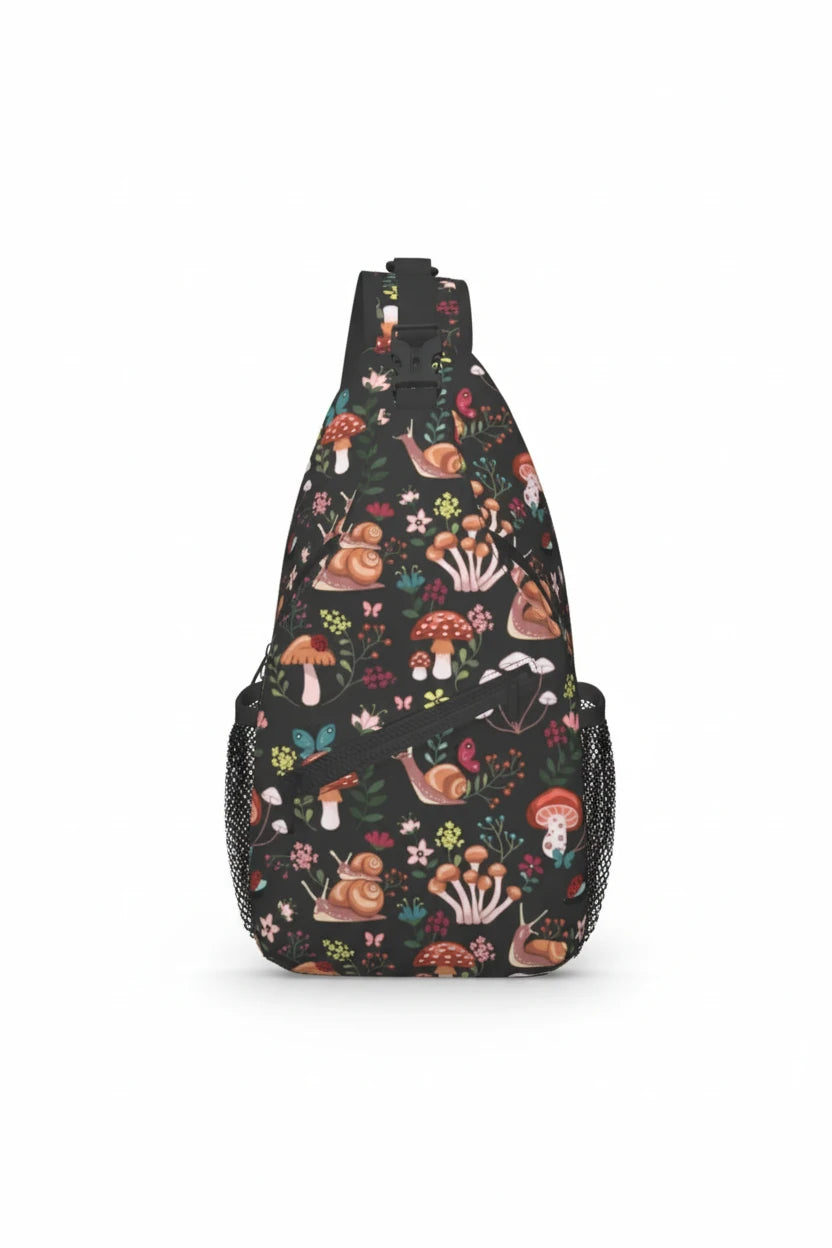 Naser’s Shroom Sack.  Colorful Magic Mushroom Casual Crossbody Backpack / Sling Bag.