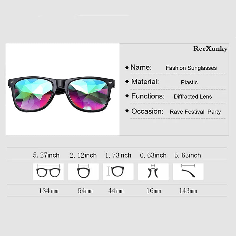 Unisex Psychedelic Polycarbonate Prism Mirror Discofrog Sunglasses.