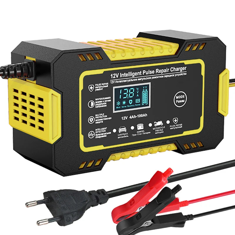 Car Battery Charger 12V 6A Pulse Repair LCD Display Smart Fast Charge / Start for Car / Motorcycle.