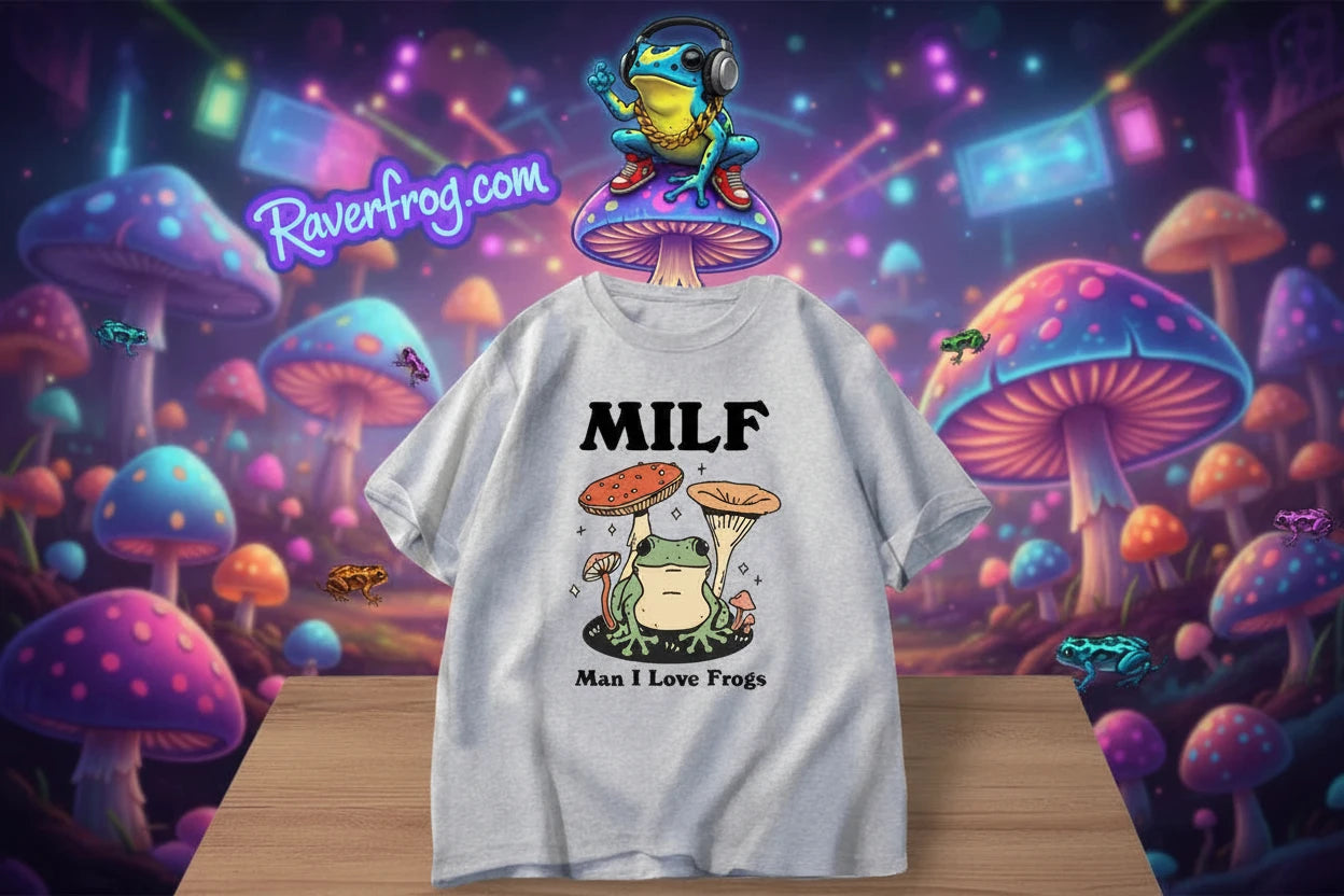 Raverfrog M.I.L.F. (Man I Love Frogs) T-Shirts.