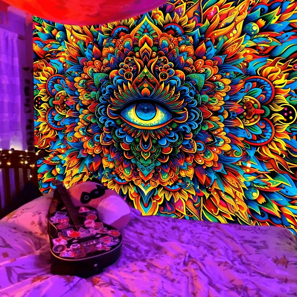 HD Intricate & Vibrant UV Eye of Providence Tapestry.  Very high Quality.