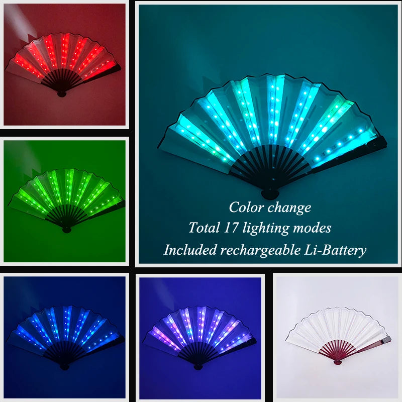 Rechargeable LED Rave Fan.  Color Modes.  Long Battery Life.