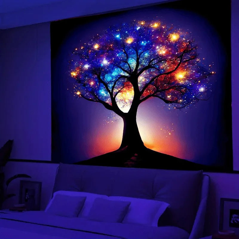 HD Ultraviolet psychedelic fantasy tree luminous tapestry Collection