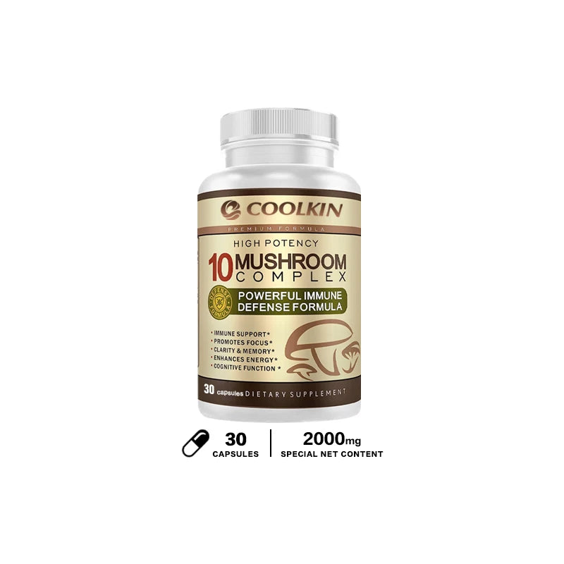 Limitless 10 Mushroom Complex - Boost Energy, Improve Brain Function, Enhance Memory and Concentration, and Boost Immunity