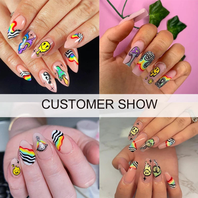 300 Piece Combo of Raver / Festival Themed Nail Decal patterns.  Everything you need in one place.