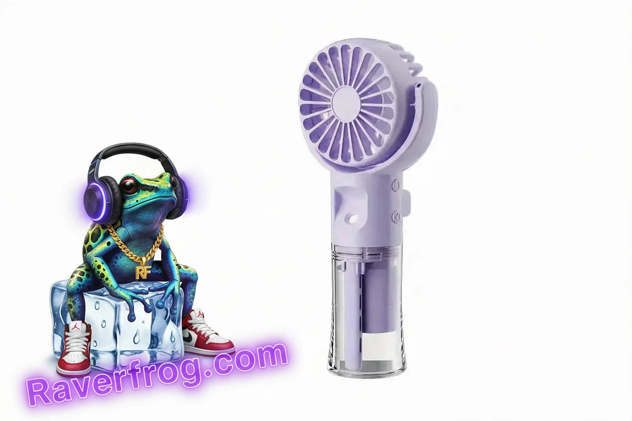 Portable Water Mist Fan Mini Handheld. USB Charging / Recharging. 4 Speeds. Hangs from Neck.  9 hour Battery.